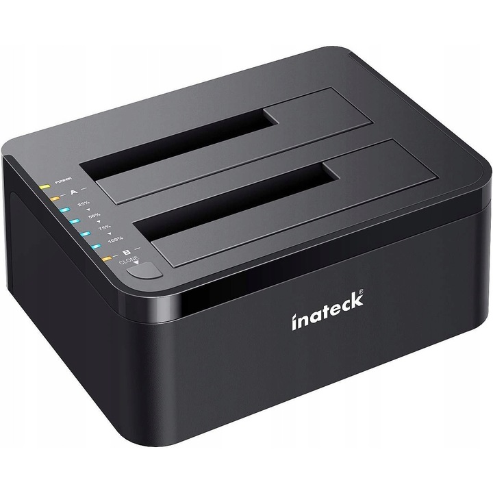 Докинг станция за твърди дискове 2.5" 3.5" SATA, поддържа 2 x 20 TB, USB 3.0, офлайн клониране