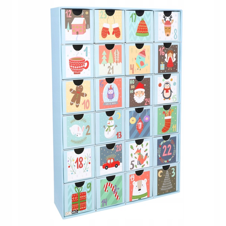Календар за Адвент Cadro, многоцветен, 25,7x6,4x38,3cm, за DIY попълване