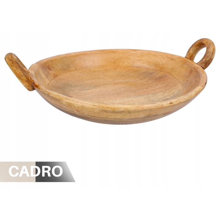 Bol din lemn de mango, manere, 35x30cm, natural