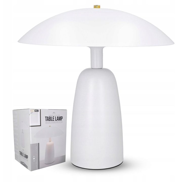 Lampa de masa Cadro, 31 cm, alb, cu abajur, cablu 150 cm cu intrerupator