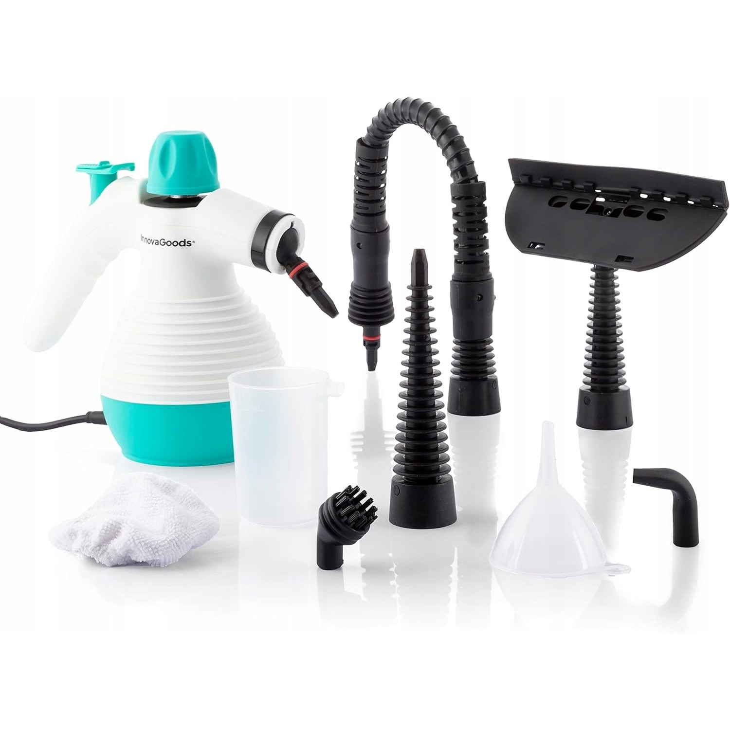 Aspirator cu aburi Innovagoods, multifunctional, 1000W, curatare rapida, 3 bar, alb