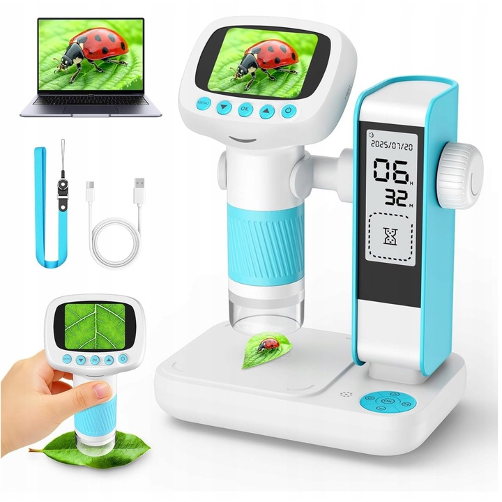 Дигитален микроскоп AMT 1000x, 2MP камера, 3" екран, комплект за деца, 15,3x7,5x3,64см