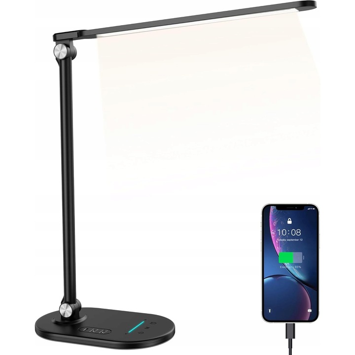 Lampa birou LED EppieBasic, 4 moduri, dimabila, 54 LED-uri, alba