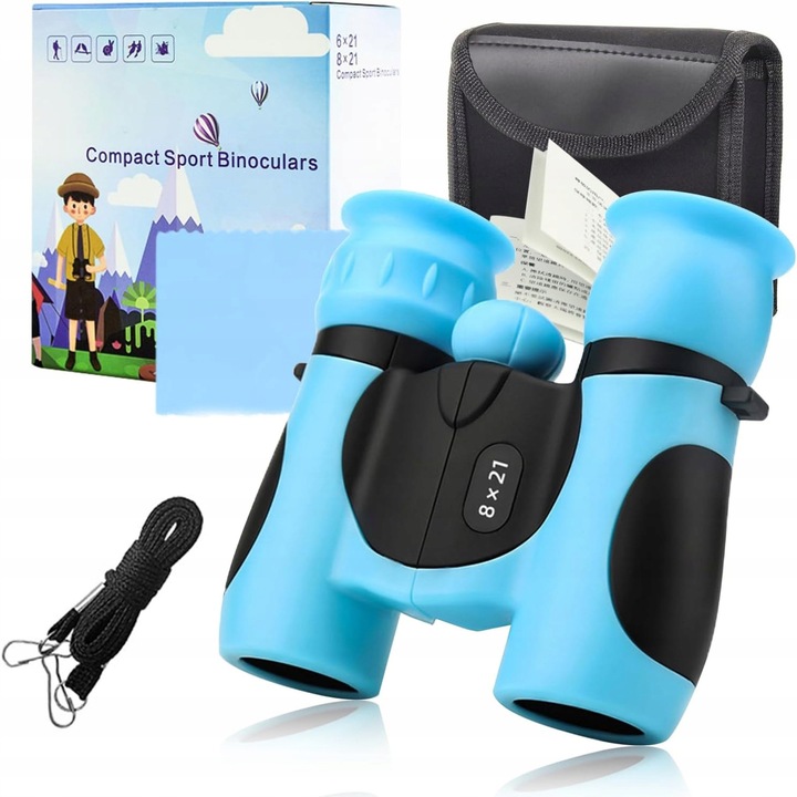 Бинокъл за деца 8x21, AMT, син, комплект с калъф