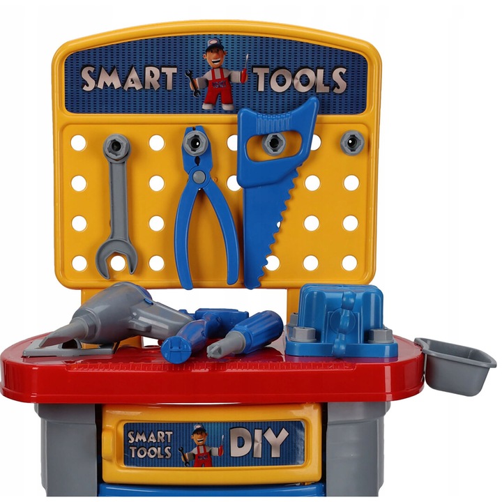 Комплект малък занаятчийски цех за деца, Cadro, 16 инструмента, 65 см, пластмаса, 3+ години