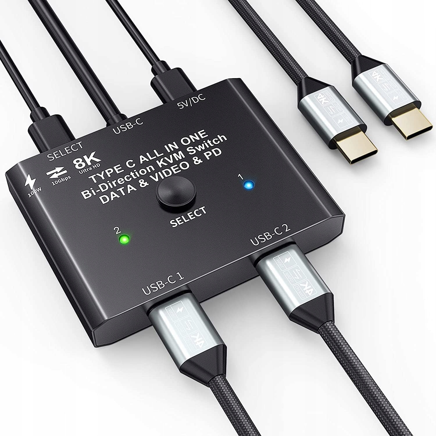 Switch KVM KCEVE C201 2x monitor, 8K, 10 Gbit/s, USB-C, 100 W