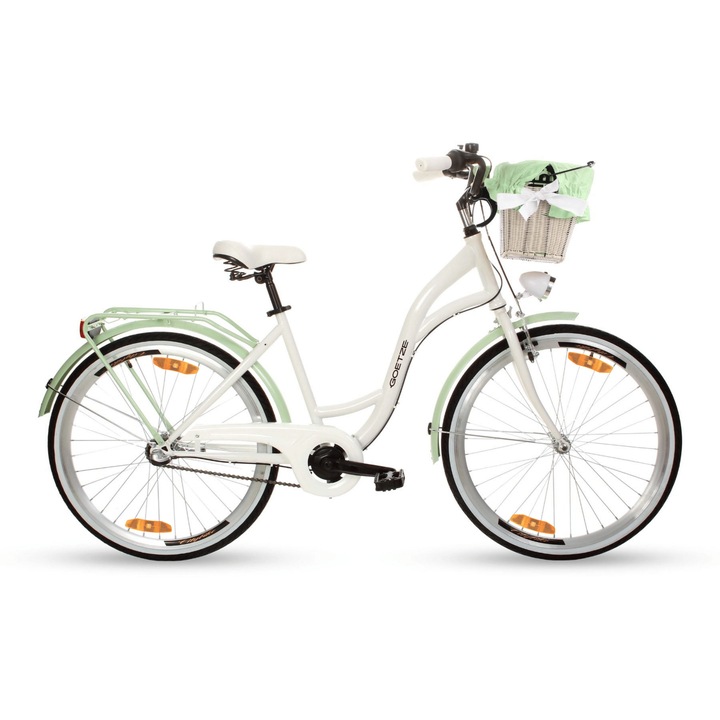 Bicicleta de oras dama Goetze Style 26, cadru otel 17 inch, 3 viteze Shimano Nexus, roti 26 inch, frana torpedo & V-Brake, iluminare LED, cos si portbagaj