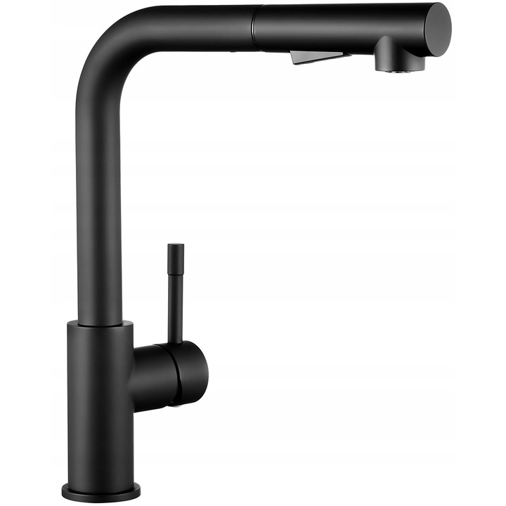 Baterie bucatarie, Anycee, 360, neagra, set cu furtun