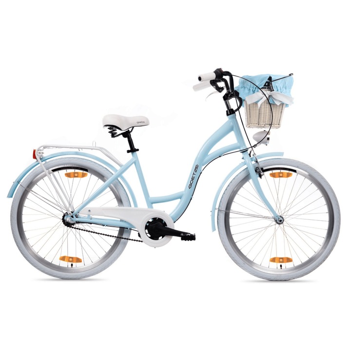 Bicicleta de oras dama Goetze Style 26, cadru otel 17 inch, 3 viteze Shimano Nexus, roti 26 inch, frana torpedo & V-Brake, iluminare LED, cos si portbagaj