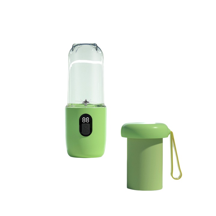 Storcator portabil, 40 W, 500 ml, cutit tridimensional, 20.000 rpm, 1.500 mAh, incarcare prin USB, verde deschis