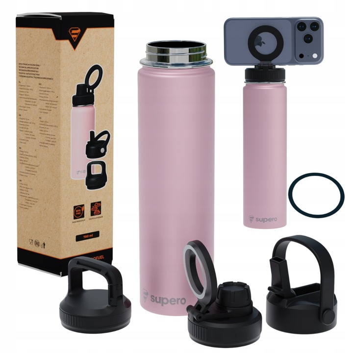 SUPERO termosz 700ml, kávéhoz és teához, szívószállal, többszínű