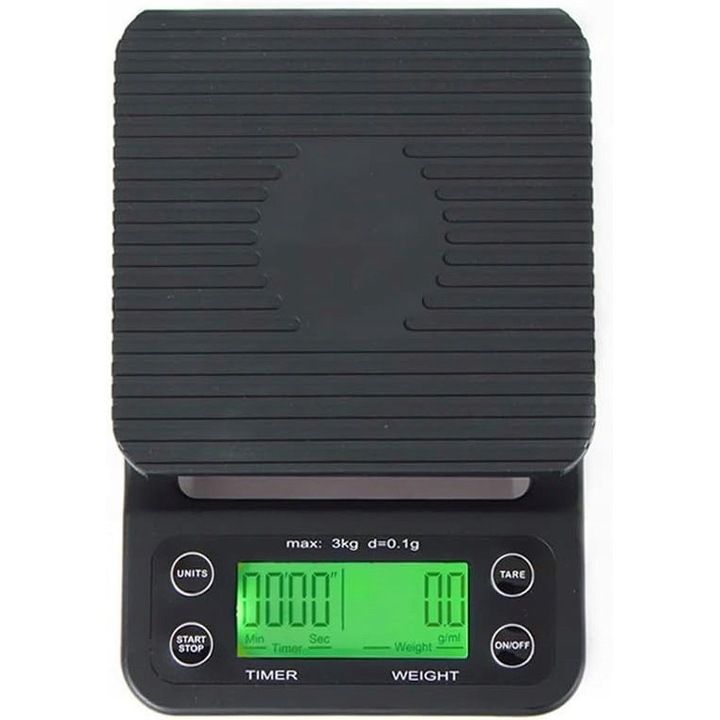 Purrl digitális konyhai mérleg, LCD, időzítő funkció, könnyen tisztítható, 30x20cm