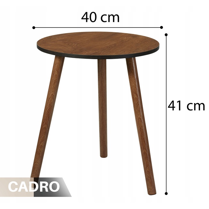 Странична масичка за кафе Cadro, кръгла, 40x41 см, кафяв цвят