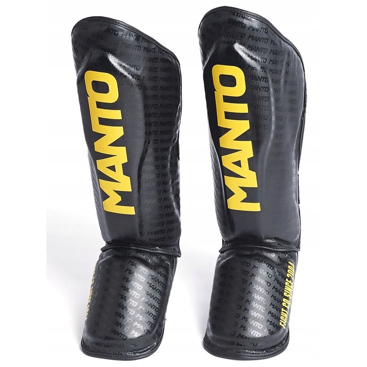 Ochraniacze piszczeli Manto Prime, negru, marime M, set cu 2 randuri de ripsuri