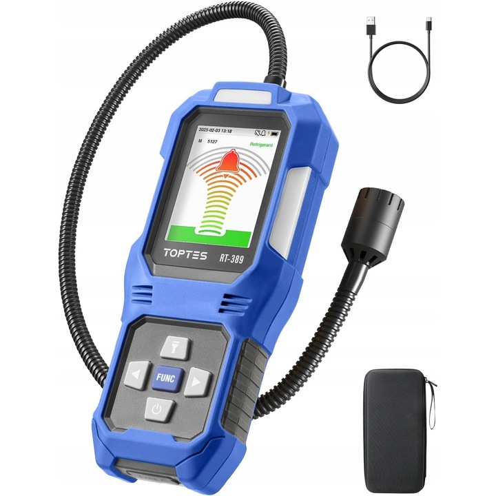 Detector de scurgeri gaz, model RT-389, 4 in 1, senzor japonez, 14,5 inch, alimentare USB-C