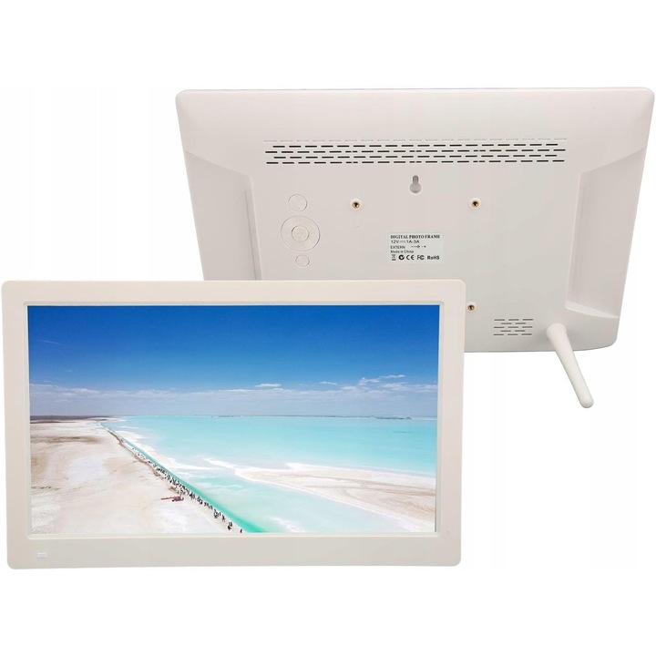 Rama foto digitala 15,6'', Wi-Fi, Android, suporta carduri de pana la 128 GB, alb