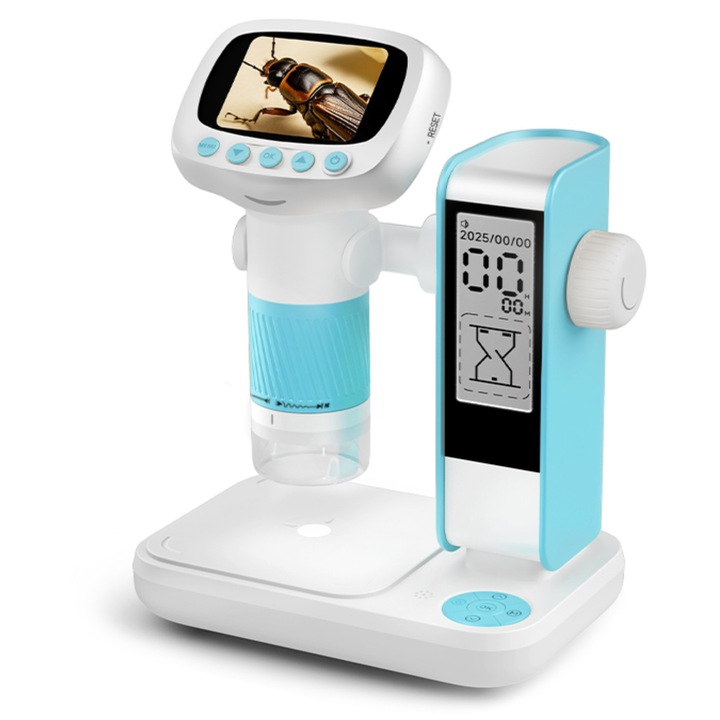 Преносим цифров микроскоп AMT със стойка, цветен LCD екран, таймер, USB