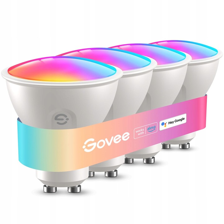 Becuri inteligente, Govee GU10 LED RGBWW, 400LM, WiFi, set 4 bucati