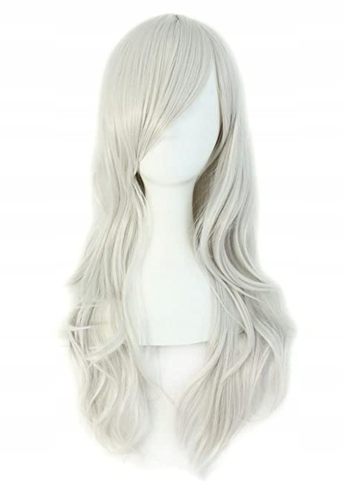 Peruca cosplay MapofBeauty 70 cm, 2 cozi, argintie, dimensiune ajustabila
