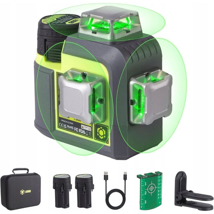 Nivela laser 3D-RS12, LasGoo, verde, 360°