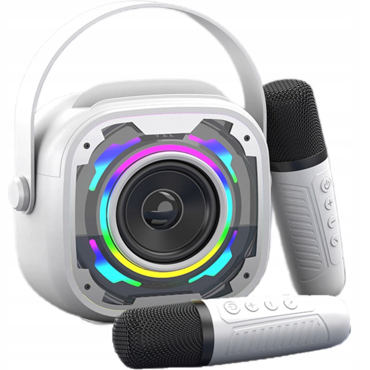 Комплект безжично караоке, AMT, Bluetooth дифузер + 2 микрофона, бял, 15x14,2x7,2 см