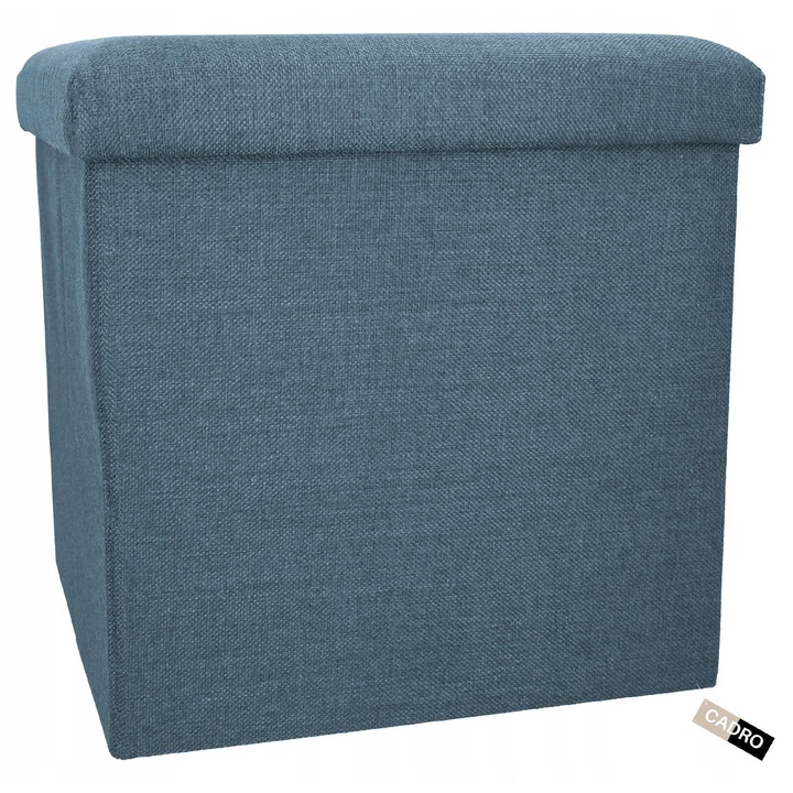Сгъваема табуретка Cadro, синя, 2 в 1, 38x38x38 см, място за съхранение
