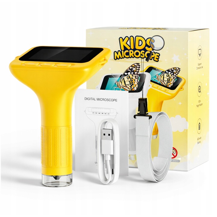 Дигитален микроскоп AMT, 3" екран, 1000x, 8 LED, пълен комплект