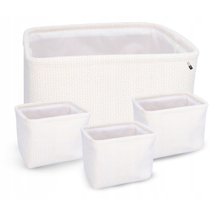 Set organizatoare de depozitare Cadro, crem, 4 bucati, dreptunghiulare