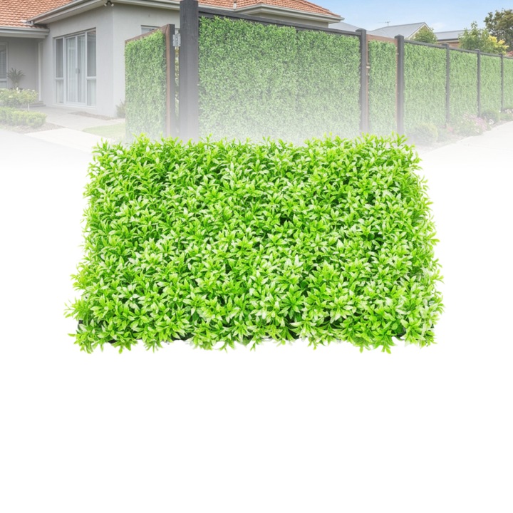 Panou Artificial din Plastic, 60x40 cm, Usor de Montat, Ideal pentru Perete, Balcon, Terasa, Rezistent la UV, Verde deschis