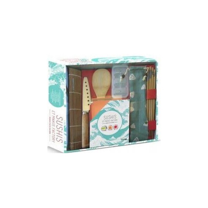 Sushi szett, doboz, evőpálcika, kés, könnyen tisztítható, sokszínű