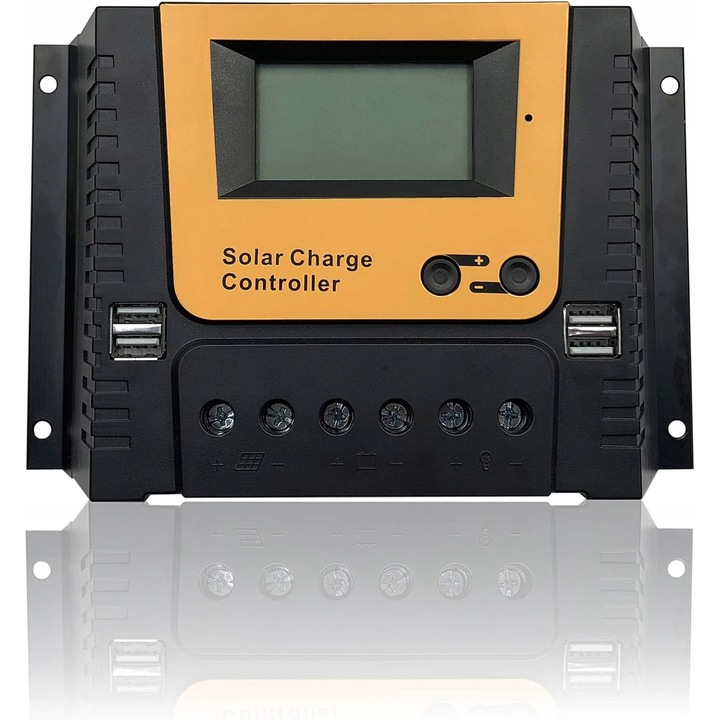 Regulator de incarcare solara 80A, 12V/24V/36V/48V, 4160W, cu 4 porturi USB, display iluminat