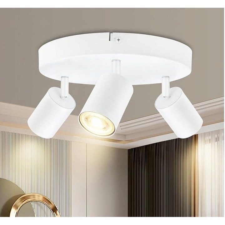 Állítható spotlámpák 3 reflektorral, GU10 LED, forgatható, fehér