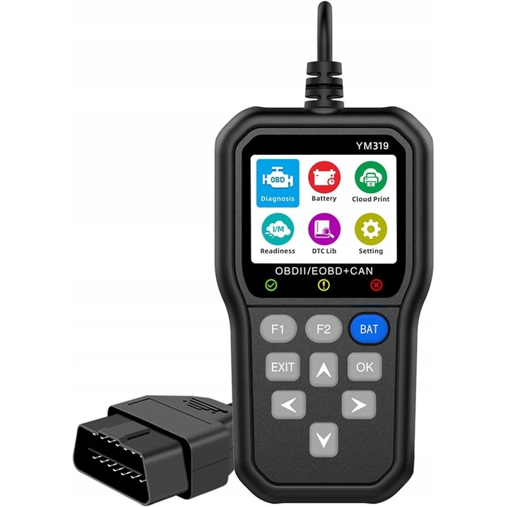 Тестер за кола OBD2 YM319, диагностичен скенер, четец на кодове и тестване на акумулатор