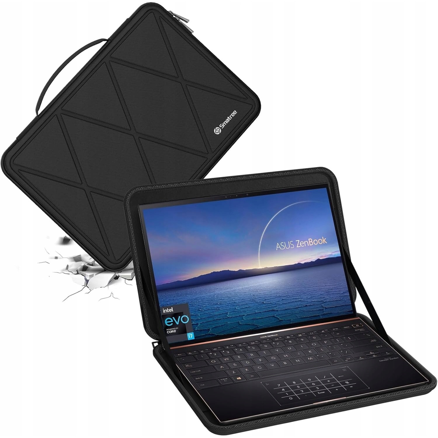Futeral protector laptop Smatree, 14", EVA, waterproof, design modern, dimensiuni 30,8x21,5x2,7cm