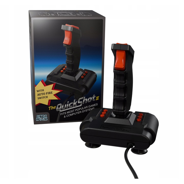 Контролер Ретро Игри Джойстик The QuickShot II, С кабел, 8 бутона, Черен
