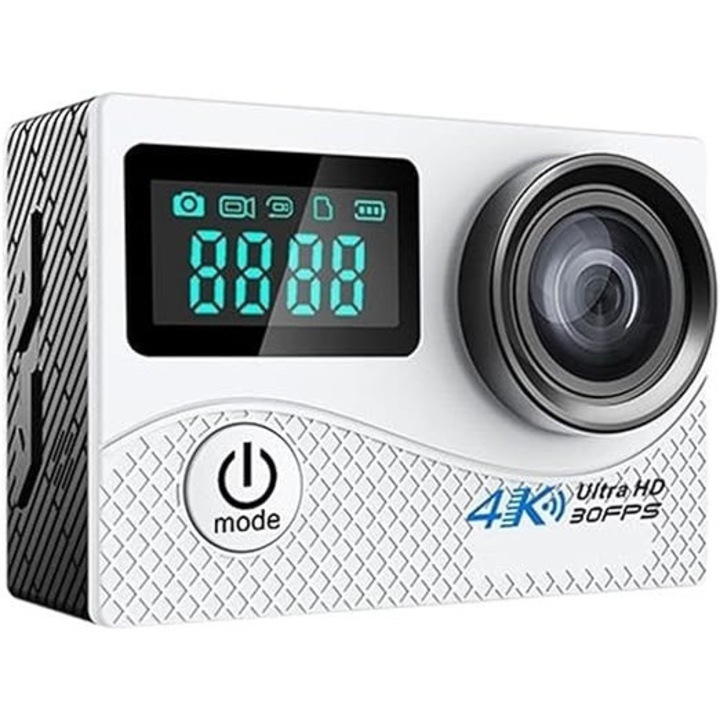 Camera video sport 4K, mini, waterproof, 60-120 minute autonomie, stabilizare imagine