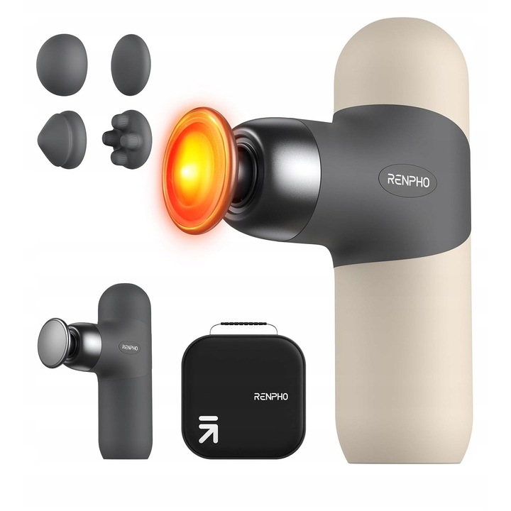 Мини масажен пистолет RENPHO, сгряващ, 4 нива на интензивност, син, размер за пътуване