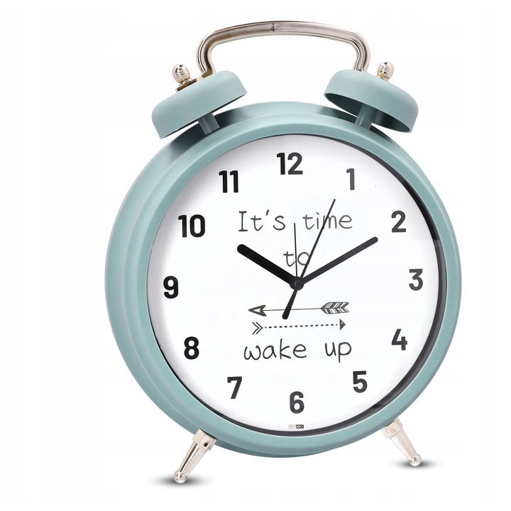 Аналогов будилник Cadro, 29,5 см, зелен, ретро дизайн, с хромирани детайли