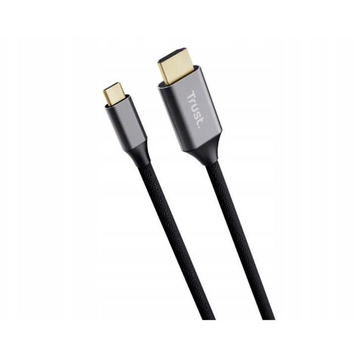 Кабел Trust Calyx USB-C към HDMI 2м, черен, сребрист