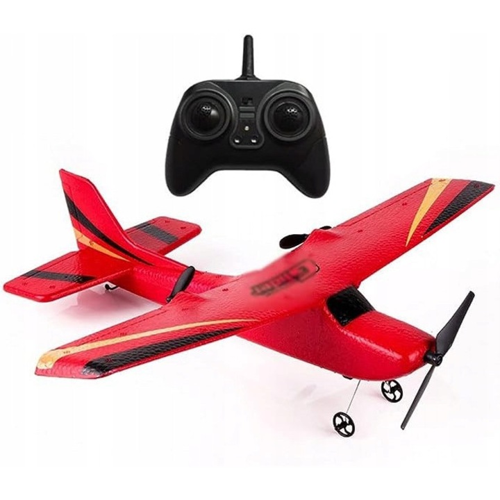 Avion RC Glider 2.4G 350mm, rosu, constructie EPP, usor de zburat