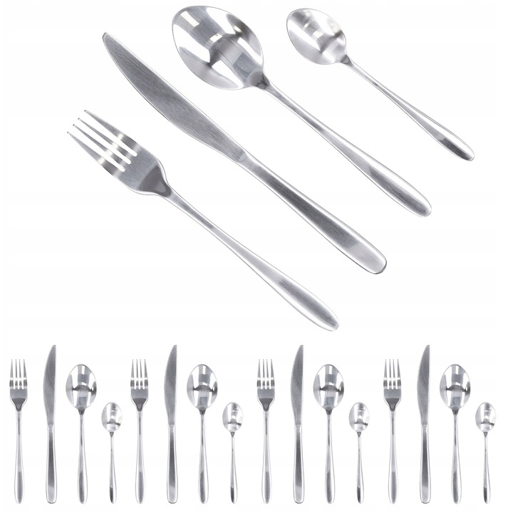 Evőeszközkészlet 16 részes, rozsdamentes acél, ezüst, 4 személyes