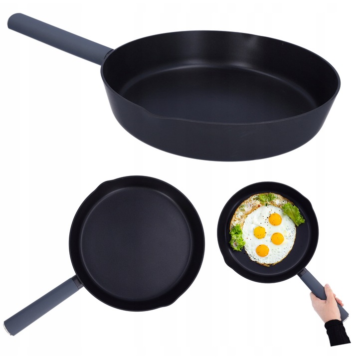 Tigaie 28 cm, non-stick, din aluminiu forjat, pentru toate tipurile de plite, inaltime 5,8 cm, grosime 2,6 mm