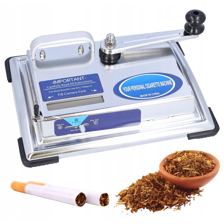 Masina de facut tigari Cadro, manuala, metalica, argintie, 18,9x24,7cm