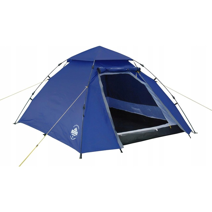 Kempingsátor 2-3 személyes, túrázáshoz, szellőzőrendszerrel, vízálló, kék árnyalatok, 215x195x120cm, hordtáskával