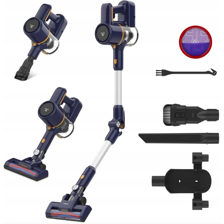 Вертикална безжична прахосмукачка TASVAC N7 PRO 6 в 1, мощност 22 000 Pa, батерия 2200 mAh, тегло 1,36 kg