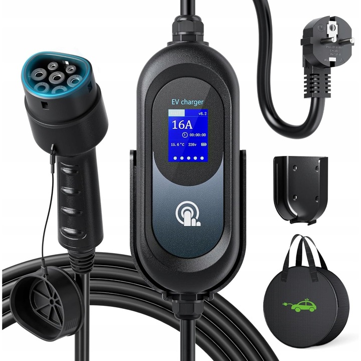 Incarcator auto electric EVJUICION 3,6kW 8-16A, cablu de incarcare, programabil, cu ecran digital
