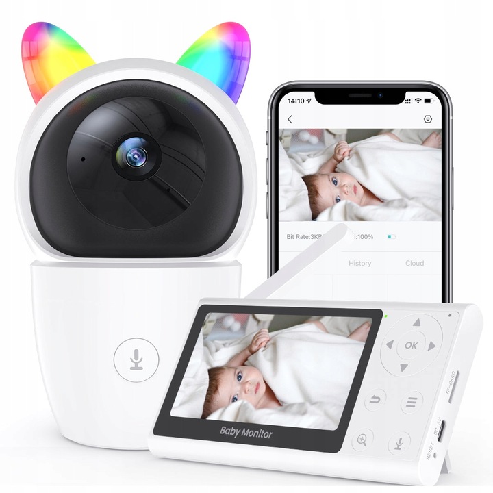 Monitor video bebelusi PRO cu camera si nocturna, set