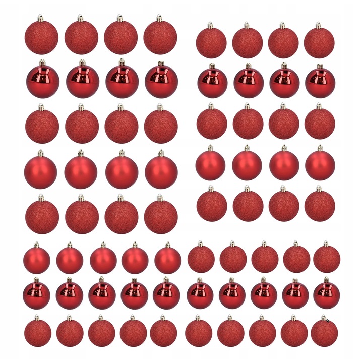 Globuri de Craciun Cadro, set XXL 70 bombite rosii, cu recipient de transport