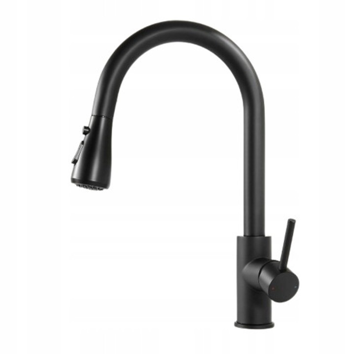 CREA konyhai csaptelep kihúzható zuhanyfejjel, rozsdamentes acél, 360°-ban forgatható, kétfajta vízsugár