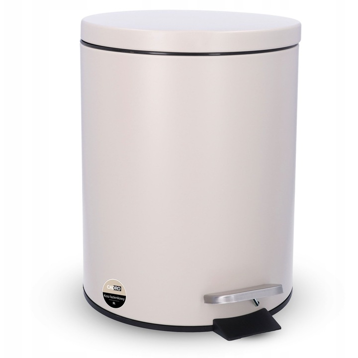 Кош за боклук Cadro, метален, 5л, бежов, с педал, с подвижен вътрешен контейнер